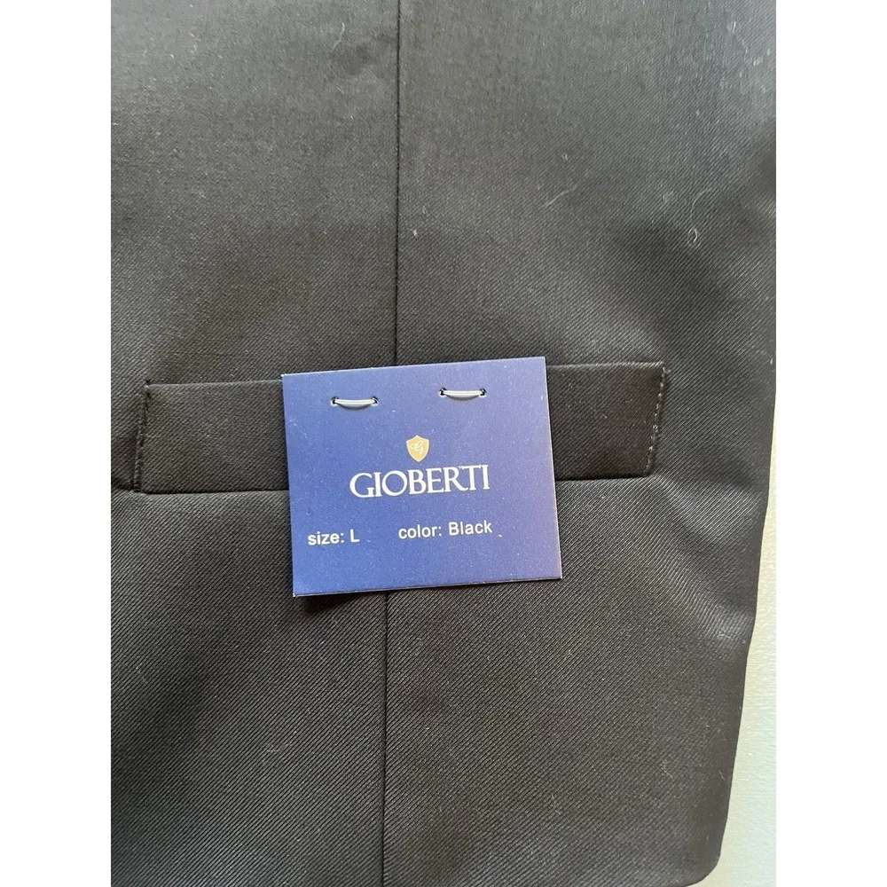 Gioberti Black Formal Tailored Suit Vest Mens Large Satin Back Waistcoat NWT